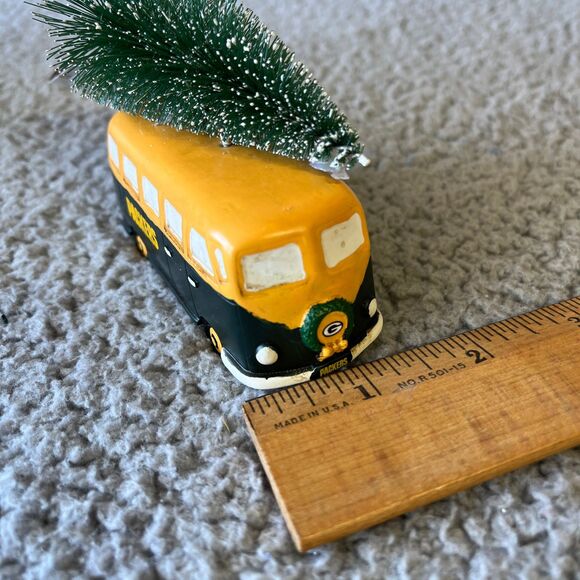 Green Bay Packers Christmas Ornament Retro Bus Green Gold Holiday Tree Foco - Picture 9 of 10
